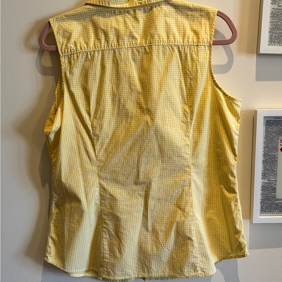 Talbots Yellow Gingham Sleeveless Button-Down Shirt - Picture 4 of 4